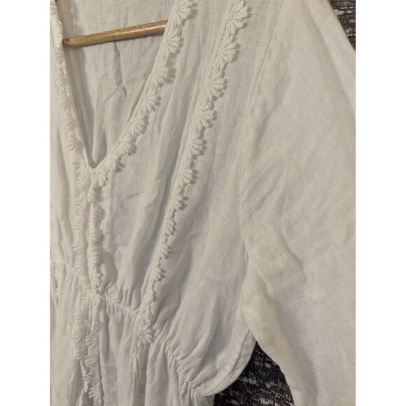 Valentina Naldi White Linen Crochet Lace Boho Dress Women's Large‎ - Picture 4 of 9